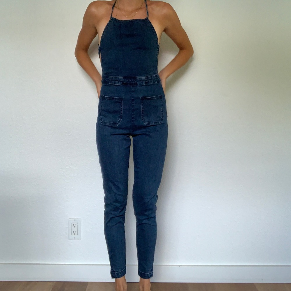 SOLD - Tie up - Jean romper - Picture 4 of 6